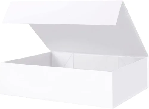 Miniatura 50 de BLK&WH Caja de regalo de 9 x 6.5 x 3.8 pulgadas, caja de regalo negra, caja de padrino, caja plegable con tapa de cierre magnético para embalaje
