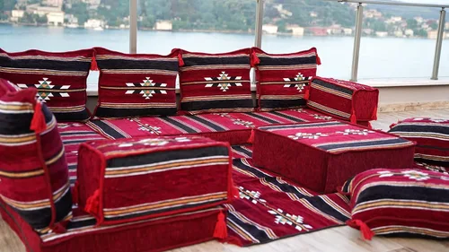 Miniatura 6 de Sofá de piso modular hecho a mano arabicsofa – Asiento oriental Majlis con cojines de respaldo