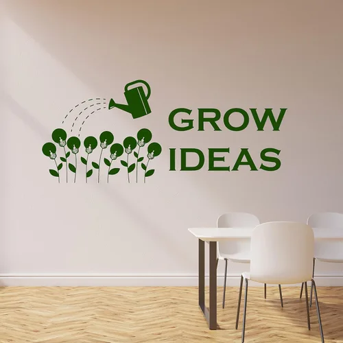 Miniatura 2 de Grow Ideas - Calcomanía de pared de vinilo para oficina, letras inspiradoras para la escuela, la sala de negocios, el aula, bombillas inspiradoras