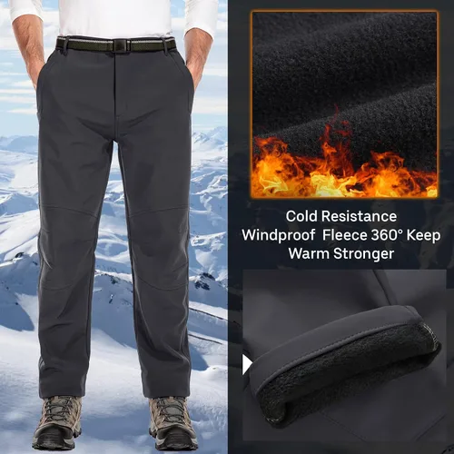 Miniatura 3 de Jessie Kidden Pantalones de senderismo impermeables para hombre, para exteriores, nieve, esquí, pesca, forro polar, aislados, pantalones de invierno