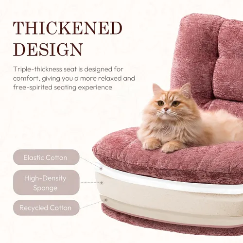 Miniatura 3 de Dowinx Silla Criss Cross con ruedas, cojín engrosado de doble capa, silla de tocador elegante de tela premium para el hogar, asiento ancho, rojo vino