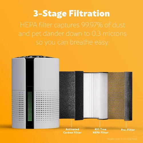 Miniatura 3 de Kenmore PM1010 Purificadores de aire para dormitorio hasta 348 pies cuadrados con filtro HEPA H13 auténtico, traba para niños, modo de sueño