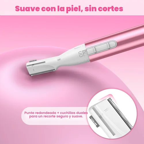 Miniatura 2 de Recortador de cejas mejorado, maquinilla de afeitar eléctrica de precisión para mujer, removedor de vello facial operado por batería con peine, sin