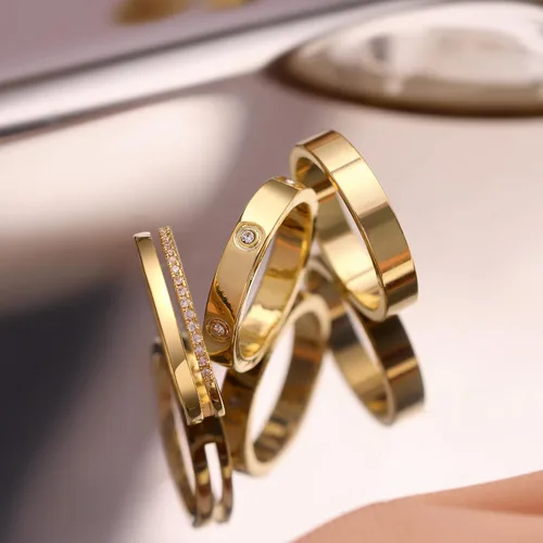 Miniatura 6 de GIEOGOCN Anillos de oro para mujer que no se deslustra, delicados anillos apilables chapados en oro de 14 quilates para mujeres, adolescentes