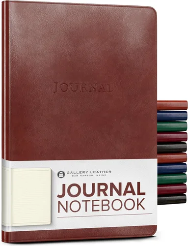 Miniatura 11 de Diario de cuero Gallery Leather - Elaborado en Maine, EE. UU. - Elegante cuaderno de escritura de cuero con 192 páginas rayadas - Un espacio