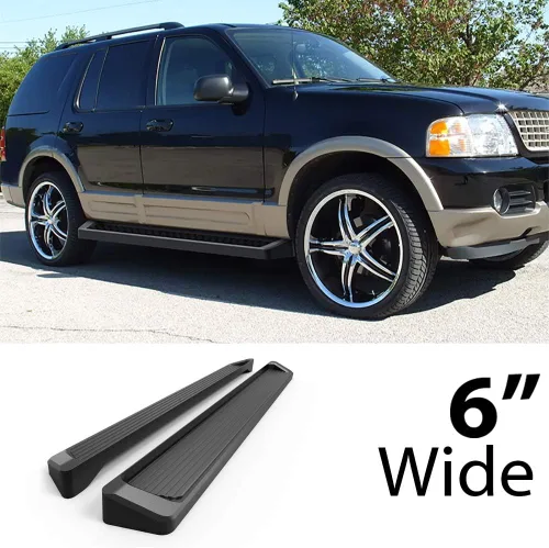 Miniatura 2 de HD Ridez Estribo de estilo plano de 6 pulgadas pulido compatible con Ford Explorer Mercury Mountaineer 2002-2005 4 puertas