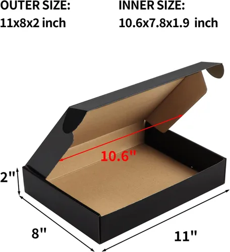 Miniatura 2 de Hoikwo Paquete de 25 cajas de envío de 11 x 8 x 2 pulgadas para pequeñas empresas, cajas de cartón de embalaje negras, caja de embalaje de correo