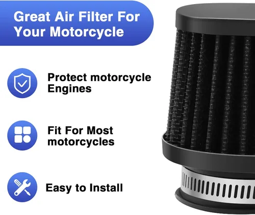 Miniatura 5 de 2 piezas de filtro de aire universal de 38 mm para motocicleta, filtro de motor de repuesto de alto rendimiento, filtros de aire para limpiador