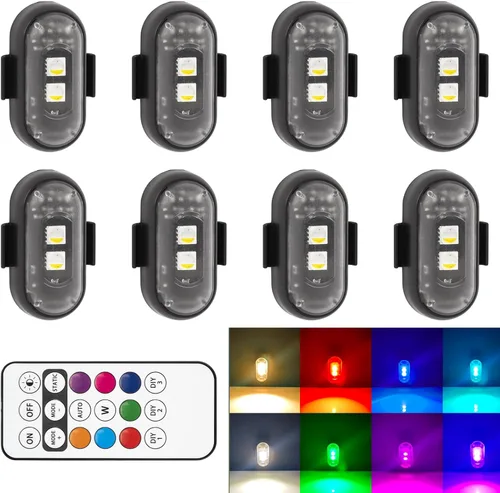 Miniatura 11 de XINGWU - 4 luces estroboscópicas LED inalámbricas con control remoto, 8 colores, carga USB, impermeables, luces de emergencia, luz para roca
