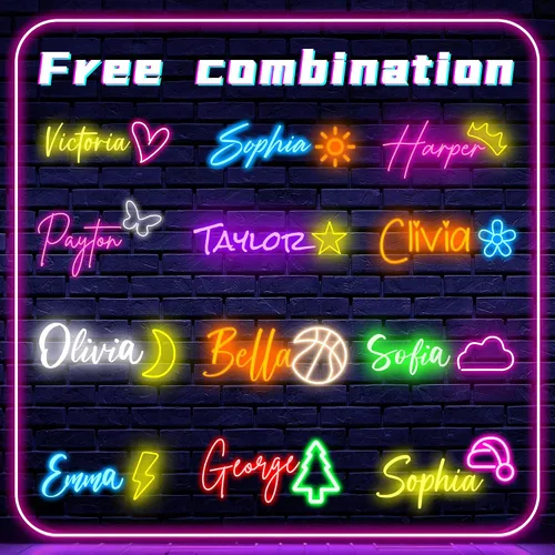 Miniatura 9 de Letrero de neón con nombre personalizado para pared, luces LED de neón personalizables, letras personalizables iluminadas, letreros iluminados