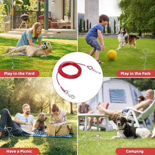 Miniatura 3 de Relux Correa de perro de 30 pies para entrenamiento en el patio, correr, senderismo, campamento, con anclaje de perro resistente en espiral