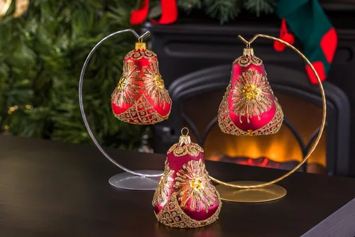Miniatura 3 de Adorno de campana de Navidad de vidrio soplado de 4 pulgadas (estrella de fuego)