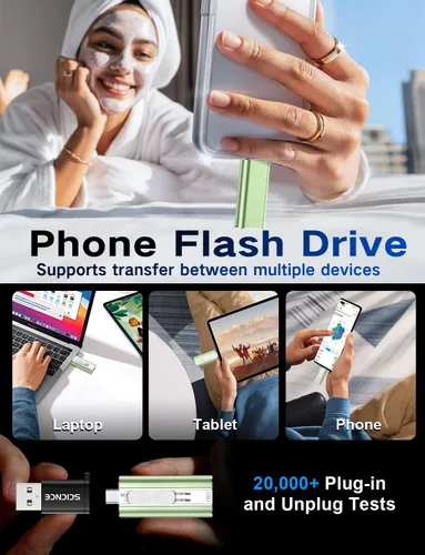 Miniatura 2 de Unidad flash de 256 GB diseñada para teléfono, memoria externa USB de almacenamiento para fotos y videos, Plug and Play, no requiere aplicación