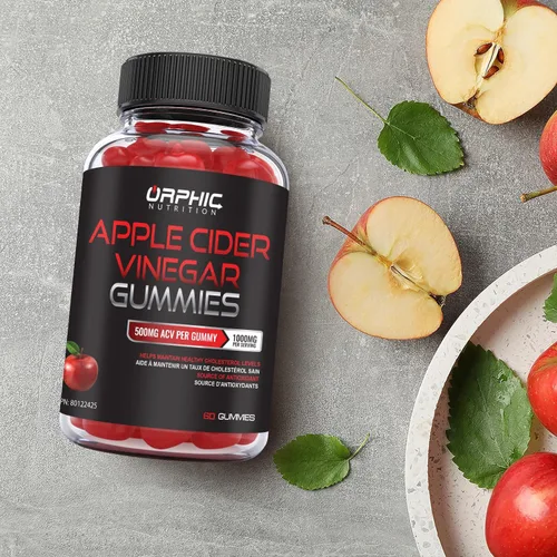 Miniatura 6 de ORPHIC NUTRITION Gomitas de vinagre de sidra de manzana de 1000 mg - ACV sin filtrar con vitamina B12, remolacha y granada (60 piezas)