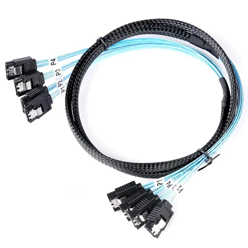 ADCAUDX Cable SATA-III de 3.3 ft, 4 unidades/set-SATA-6Gbps HDD-SDD de cable de datos de repuesto para servidor Bitcoin Computadora SSD HDD CD DVD