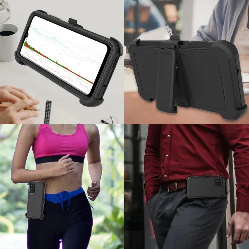 Miniatura 6 de Funda compatible con Samsung Galaxy A03s, con clip para cinturón, resistente, a prueba de golpes, protección de cuerpo completo para teléfono Negro