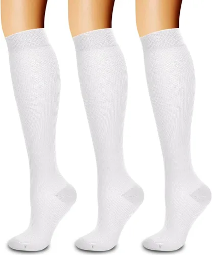 Miniatura 87 de Paquete de 3 pares de calcetines de compresión médica para mejorar la circulación de mujeres y hombres, para correr, hacer deporte y amamantar