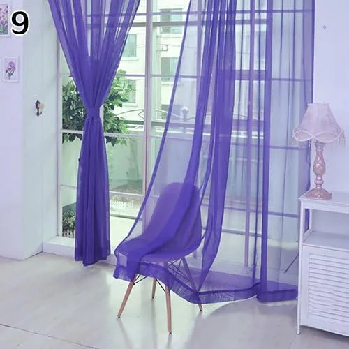 Miniatura 12 de Cenefas de Gauzy ligeras Cortina de ventana de puerta Cortina Sheer Home Wedding Decor - Negro