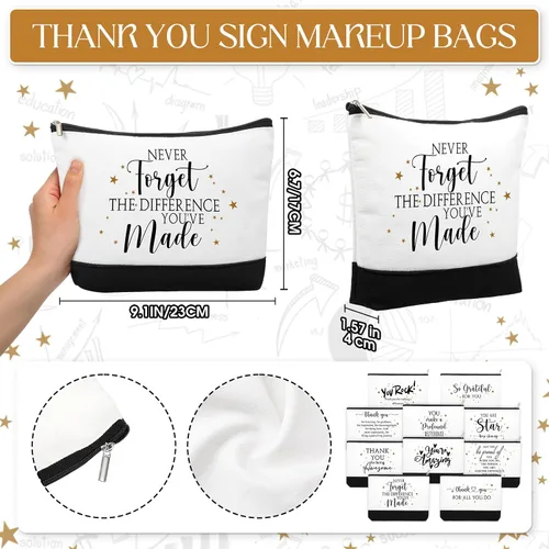 Miniatura 2 de 30 piezas de regalos de agradecimiento a los empleados, bolsas de maquillaje de lona inspiradoras, bolsa de cosméticos a granel con cremallera