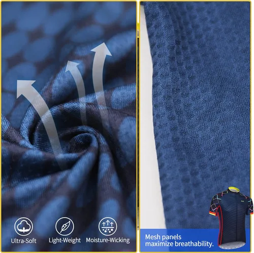 Miniatura 3 de ARSUXEO Camiseta de ciclismo de manga corta para hombre, camiseta de ciclismo de montaña MTB con bolsillos con cremallera reflectante