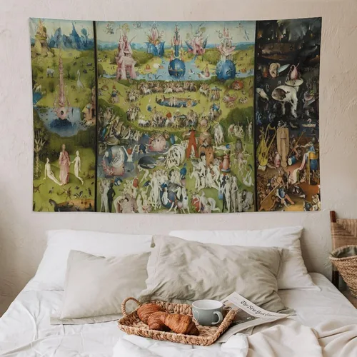 Miniatura 7 de CALOWE KOLEVN Tapiz Hieronymus Bosch, de El jardín de las delicias terrenales, para regalos, pintura, arte de pared, dormitorio, impresiones