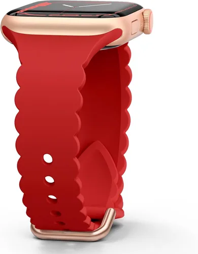 Sunnywoo - Correa deportiva de encaje de silicona compatible con Apple Watch de 38, 40, 41, 42, 44, 45, 46 y 49 mm, unisex, correa de muñeca Rojo