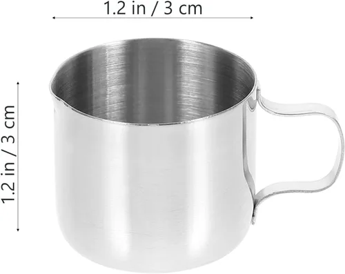 Miniatura 2 de Luxshiny Jarra de espuma de leche de acero inoxidable, taza de salsa de 1 oz, mini crema con mango de boquilla para café, latte, arte, hogar, cocina