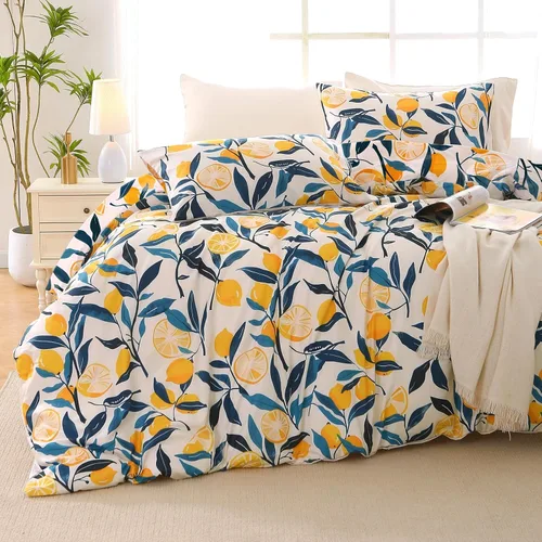 Miniatura 39 de MUXHOMO Juego de edredón tamaño individual XL, elegante juego de cama con estampado floral en una bolsa, 5 piezas, ultra suave y transpirable