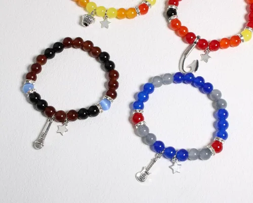 Miniatura 4 de QqzsJewls Pulseras inspiradas en FNAF, regalos de disfraz para fanáticos del juego Fnaf, pulseras de piedra con cuentas para niños y niñas, regalos