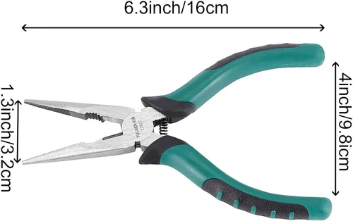 Miniatura 2 de 12 alicates de punta de aguja de resorte de 6 pulgadas, alicates de corte lateral de nariz de acero resistente, mango de goma antideslizante