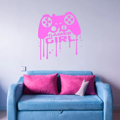 Miniatura 2 de Vinilo adhesivo para pared, diseño de chica Gamer, videojuegos, sala de juegos para adolescentes y sala de juegos, pegatinas grandes (689 ig)