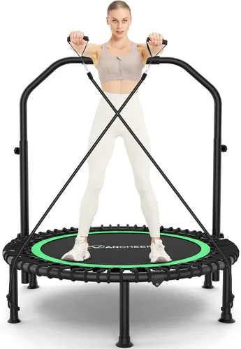 ANCHEER Minitrampolín plegable de 40"/48", carga máxima de 450 libras/550 libras para interiores, con mango de espuma ajustable de 4 niveles y