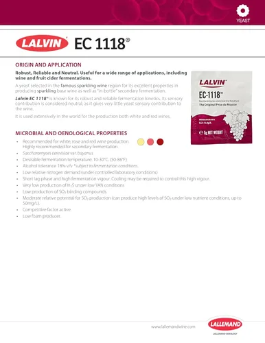 Miniatura 8 de 5 sobres de levadura de champán Lalvin EC-1118 de 0.18 oz