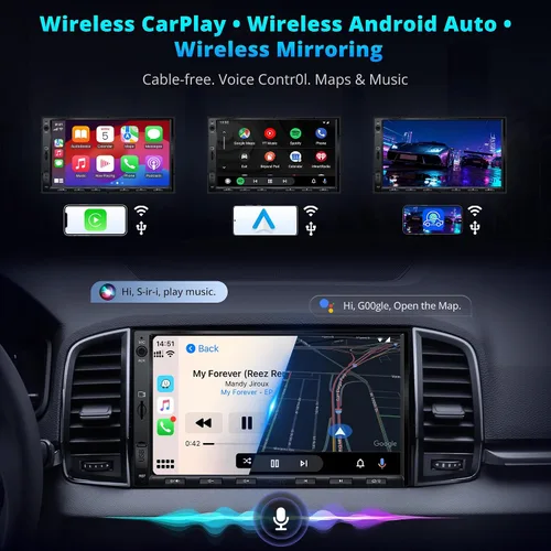 Miniatura 3 de A5L - Estéreo de auto doble DIN Android de 7 pulgadas con escáner OBD2, CarPlay inalámbrico y Android Auto, ecualizador de 24 bandas, DSP, conexión