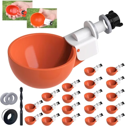Miniatura 8 de Paquete de 8 tazas grandes automáticas para bebedero de pollo, alimentador de agua para pollo, kit de alimentador de agua para aves de corral
