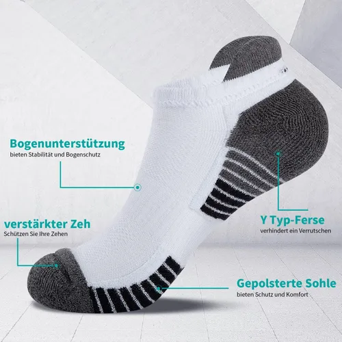 Miniatura 3 de Lapulas Calcetines de tobillo atléticos para correr, corte bajo, acolchados, antiampollas, calcetines deportivos para hombres y mujeres, 6 pares