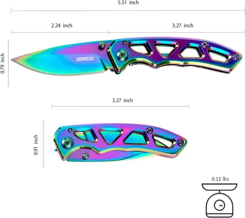 Miniatura 6 de Dispatch Cuchillo de bolsillo plegable con hoja y mango de titanio de color de acero inoxidable 8cr, bloqueo de seguridad integrado para militares
