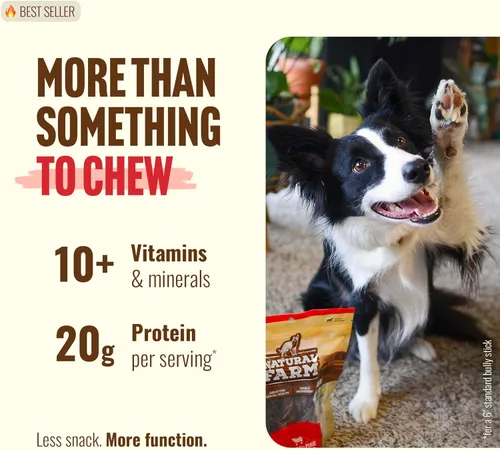 Miniatura 2 de Natural Farm Bully Sticks (6 pulgadas, paquete de 50), golosinas de carne fina Pixie Pizzle, sin granos, alta proteína, la mejor alternativa