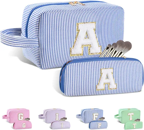 Miniatura 48 de Regalos personalizados para mujeres, bolsa de maquillaje con inicial, bolsa de maquillaje de viaje, bolsa de cosméticos, bolsa de artículos
