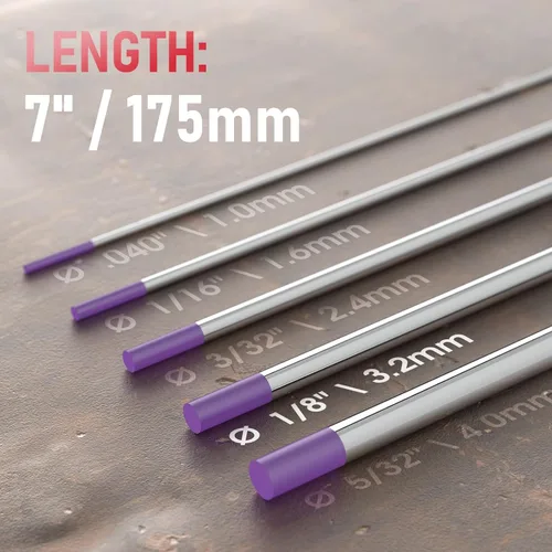 Miniatura 4 de YESWELDER Electrodo de tungsteno TIG Weld 1/8"x 7" 10-pk, no radiactivo comparable a E3 púrpura