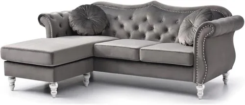 Miniatura 9 de Glory Furniture Sofá de terciopelo Hollywood Chaise en marfil