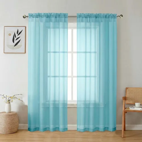 Miniatura 43 de Aiyufeng 2 paneles de cenefa transparente negra de 14 pulgadas de largo, cortinas cortas negras transparentes para dormitorio, cortinas de cocina