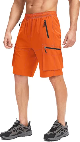Miniatura 2 de Bikewa Pantalones cortos de ciclismo de montaña para hombre, con acolchado 3D, ajuste holgado, con bolsillos con cremallera