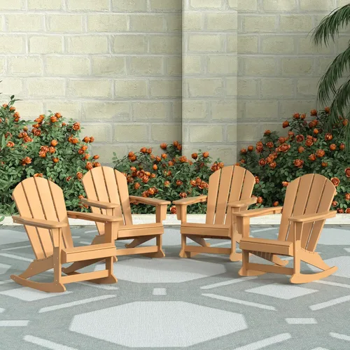 Miniatura 216 de WestinTrends Silla mecedora Malibu de poliéster para exterior/patio Adirondack, Negra