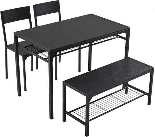 Karl home Juego de mesa de comedor de 4 piezas para 4, juego de sillas de mesa de cocina modernas para espacios pequeños, apartamento, estante de