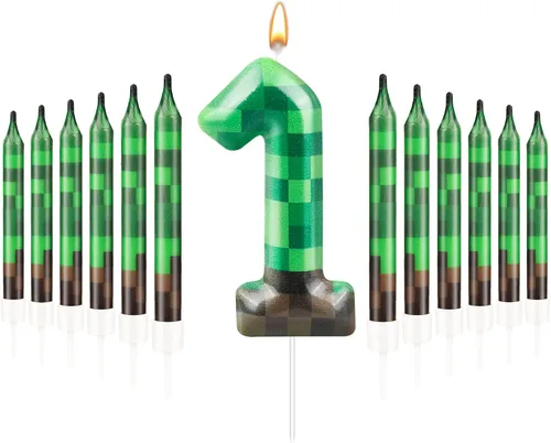 Miniatura 56 de 13 piezas de velas temáticas de coches de carreras para cumpleaños en negro y blanco con número de carrera 1 a cuadros, velas para tarta de coche