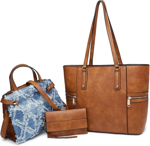 Miniatura 14 de Bolsos y bolsos de mano para mujer, bolso tipo tote, bolso de hombro con asa superior, bolso tipo sobre, juego con cartera, bolso grande de trabajo