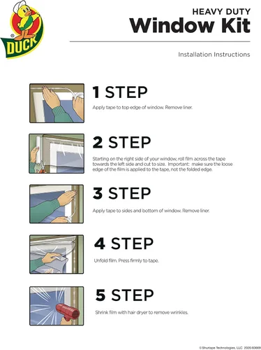 Miniatura 3 de Duck Kit de aislamiento de ventana MAX Strength, kit de sellado de ventana de invierno para hasta 10 ventanas, película retráctil resistente que se