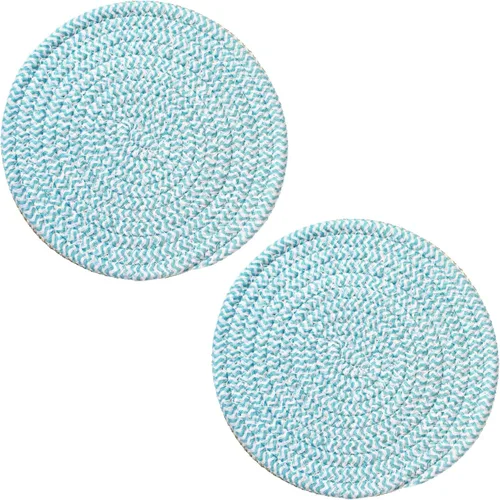 Miniatura 18 de Elegante posavasos trenzados con cable, juego de 4 (4 pulgadas, redondo, azul)