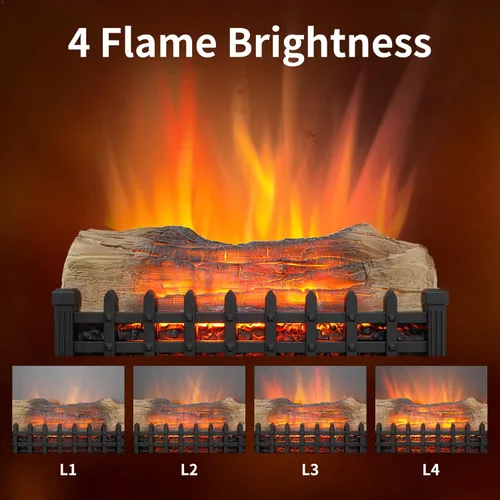 Miniatura 2 de Juego de troncos para chimenea eléctrica de 21 pulgadas, inserto de chimenea con llama realista, brillo de llama ajustable, termostato, temporizador